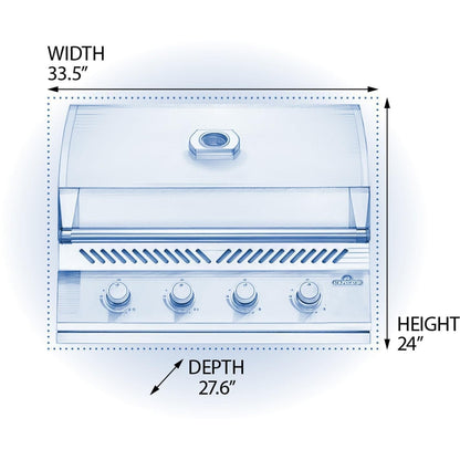 Napoleon BI32PSS Built-In 500 Series Gas Grill Head | 4 Burners | 48,000 BTU | 531 sq in | WAVE Grids | Stainless Steel | 32-Inch Outdoor Kitchen