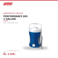 Coleman Performance Jug | 1 Gallon / 3.78L | Insulated Water Jug | Wide-Mouth Lid | Carry Handle | For Groups, Camping & Outdoor Hydration | Blue