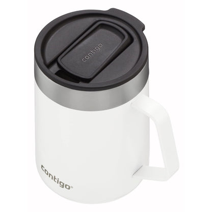 Contigo Streeterville Desk Mug, Insulated Coffee Mug with Stainless Steel Handle with lid, Keeps Warm for up to 5 Hours, Ideal for Office & Home, 410 ml