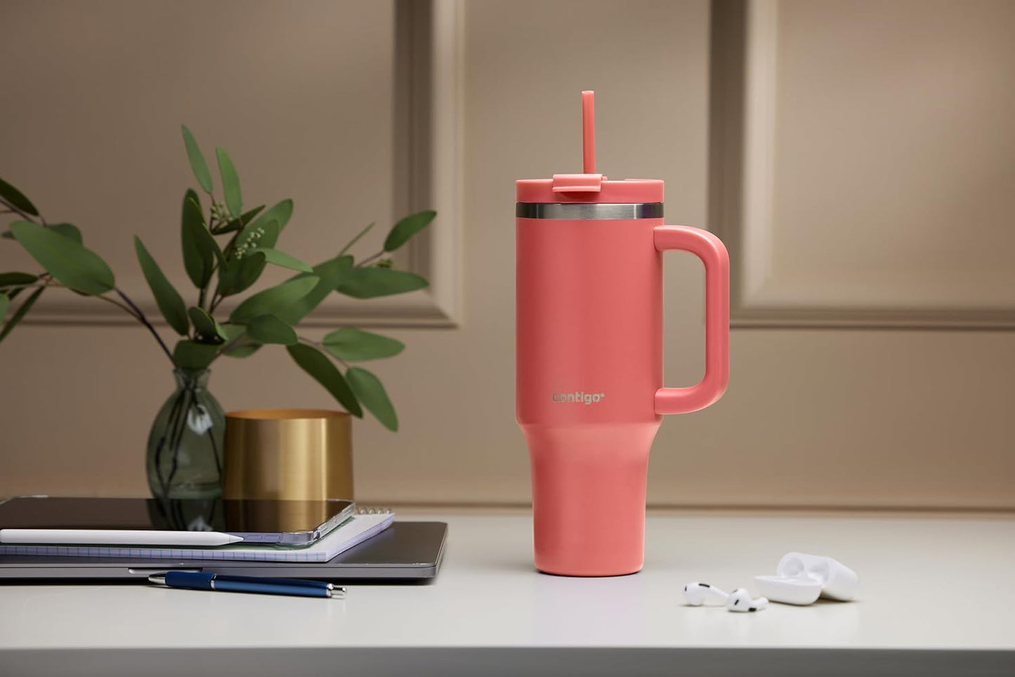 Contigo | THERMALOCK Insulated Tumbler Water Bottle | Leak-Proof with Straw | 1200 ML | Hydration & Travel Use | Coral