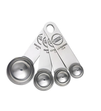 KitchenAid Stainless Steel Measuring Spoon Set of 4 | 1/4 tsp to 1 tbsp | Engraved Markings | Dishwasher-Safe | Fits Spice Jars