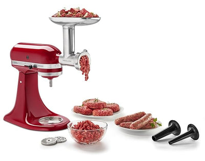 KitchenAid KSMMGA Metal Food Grinder Attachment – Durable Meat Grinder & Sausage Stuffer, Compatible with All KitchenAid Stand Mixers