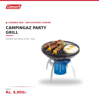 Campingaz Party Grill| BBQ Portable Gas Stove & Grill 1-Burner| Compact Camping Cooker 2kW Outdoor Cooking| Blue