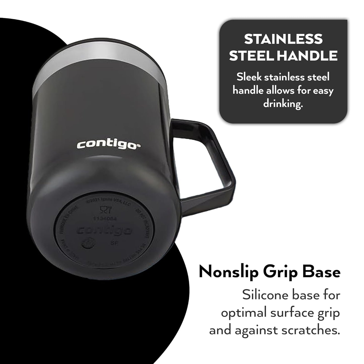 Contigo Streeterville Desk Mug, 420 ML – Insulated Stainless Steel Mug Keeps Coffee & Tea Hot up to 5 Hours (Licorice)