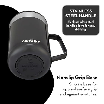 Contigo Streeterville Desk Mug, 420 ML – Insulated Stainless Steel Mug Keeps Coffee & Tea Hot up to 5 Hours (Licorice)