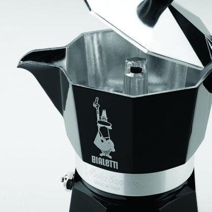 Bialetti Moka Express Colour 3-Cup Black Stovetop Espresso Maker, Iconic Italian Aluminum Moka Pot, Classic Octagonal Design, Durable Coffee Maker, Rich Authentic Espresso Brewing for Home & Office