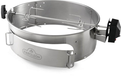 Napoleon Heavy Duty Rotisserie | For 57cm Charcoal Kettle Grills | Spit Rod, Forks & Motor | Charcoal-Fired | Self-Basting Rotation | Stainless Steel