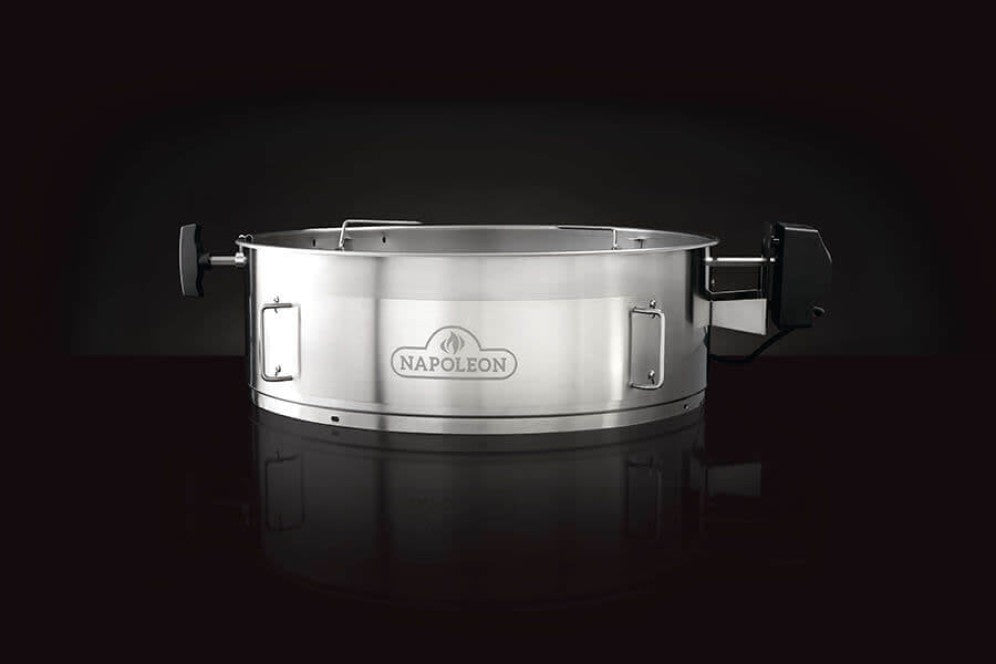 Napoleon Heavy Duty Rotisserie | For 57cm Charcoal Kettle Grills | Spit Rod, Forks & Motor | Charcoal-Fired | Self-Basting Rotation | Stainless Steel