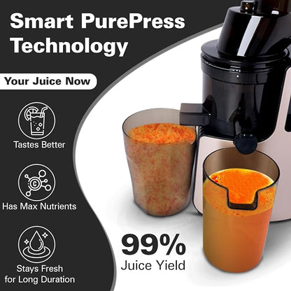 Hamilton Beach Professional Cold Press Slow Juicer with FREE Sorbet Attachment, Smart PurePress Technology, Slow Juicer for Fruits & Vegetables