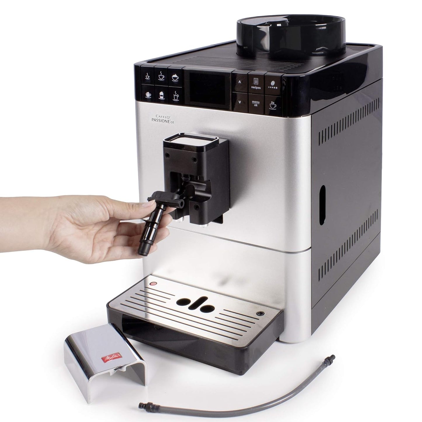 Melitta Passione OT Bean to Cup Fully Automatic Coffee Machine with Grinder and Milk Tank, Silver