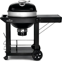 Napoleon PRO 22-Inch Cart Model Charcoal Kettle Grill - PRO22K-CART-3 - Black with Cart, Stainless Steel Spacer Ring, 363in² Cooking Area, Folding Sid