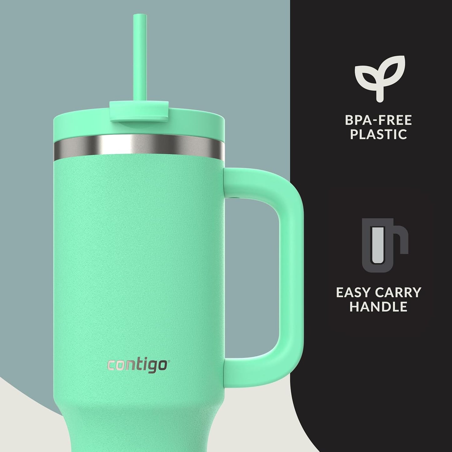 Contigo THERMALOCK Leak-Proof Insulated Tumbler Water Bottle With Straw 1200ml Color :Sea Green