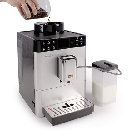 Melitta Passione OT Bean to Cup Fully Automatic Coffee Machine with Grinder and Milk Tank, Silver
