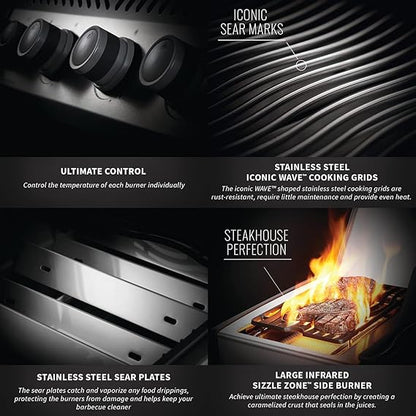 Napoleon Rogue XT 525 SIB Gas Grill – RXT525SIBPSS-1 | 4-Burner Stainless Steel LPG BBQ with Infrared Side Burner & Durable Cast Iron Cooking Grids. Bangalore,India