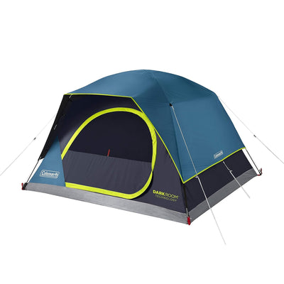 Coleman 4-Person Dark Room SkyDome Camping Waterproof Dome Tent l with More Headroom & 5 Minute Set Up with Fixed Pre-Attached Poles