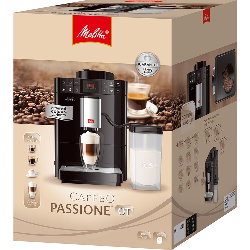 Melitta Passione OT Bean to Cup Fully Automatic Coffee Machine with Grinder and Milk Tank, Silver