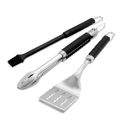 Weber Precision 3-Piece Grill Set | 3-Sided Spatula, Locking Tongs & Silicone Brush | Full-Size Premium Tools | Stainless Steel | All Weber Grills