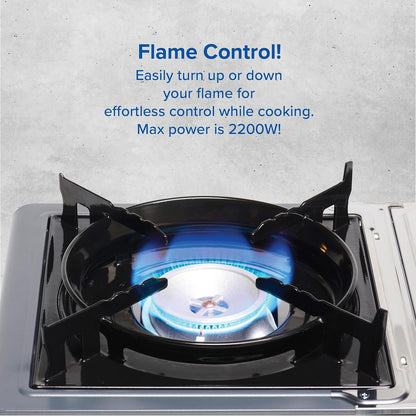 Campingaz Camp Bistro 3 Camping Stove | Portable Camping Stove | 2200W Single Burner with Piezo Ignition, Safety Lock & Carry Case | Outdoor Cooking Stove for Camping, Black