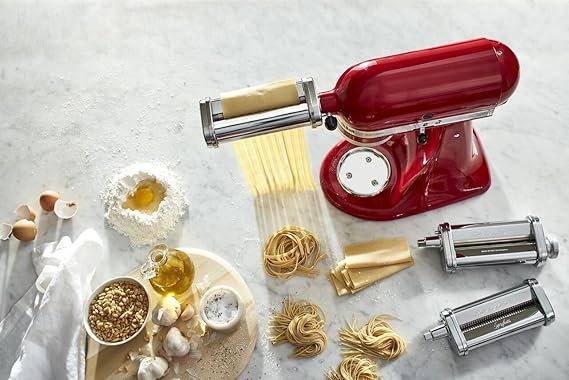 KitchenAid KSMPRA 3 Piece Pasta Roller & Cutter Attachment Set, Silver