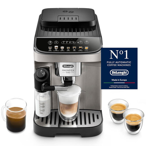 DeLonghi Magnifica EVO Fully Automatic Coffee Machine 12+ Hot & Cold Coffee Options, Patented LatteCrema Technology, Intuitive Colour Display, Bean to Cup, ECAM290.81