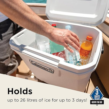 Coleman 28 QT Marine Cooler (26.4 Liter) - 39 Cans And Ice Retention - 3 day /BPA Free Material (White)