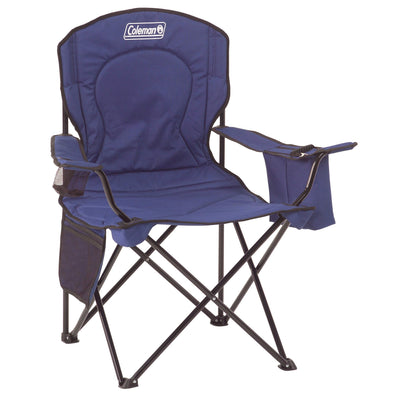 Coleman Quad Chair with Cooler – Blue, Folding Camping Chair with Built-In Cooler Pouch, Cup Holder & Carry Bag | Portable Outdoor Chair for Camping, Picnic & Travel