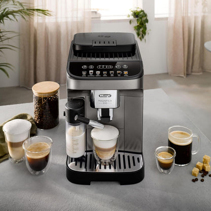 DeLonghi Magnifica EVO Fully Automatic Coffee Machine 12+ Hot & Cold Coffee Options, Patented LatteCrema Technology, Intuitive Colour Display, Bean to Cup, ECAM290.81