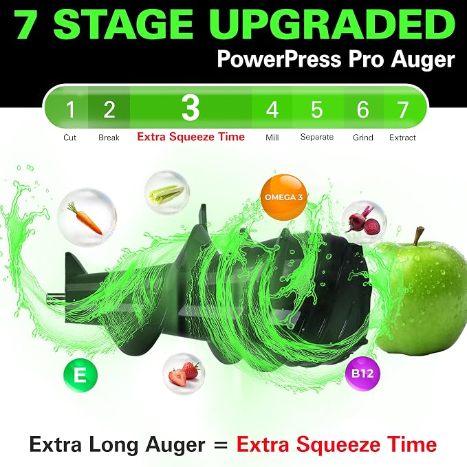 Hamilton Beach Professional Cold Press Slow Juicer with FREE Sorbet Attachment, Smart PurePress Technology, Slow Juicer for Fruits & Vegetables