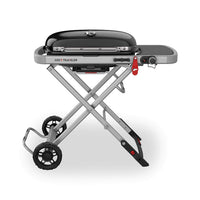 Weber Traveler Portable Gas Grill | 13,000 BTU | 2,325 cm² | Collapsible Cart | Porcelain Cast-Iron Grates | LPG | Black
