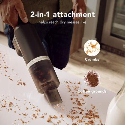 KitchenAid Go® Cordless Handheld Kitchen Vacuum | Black Matte Finish | Powerful Rechargeable Crumb Sweeper & Dust Buster