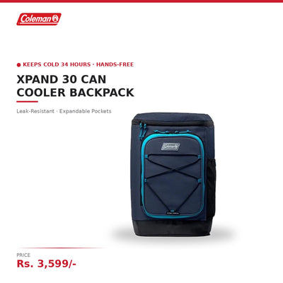 Coleman XPAND 30 Can Soft Cooler Backpack | Keeps Cold 34 Hours | Hands-Free Carry | Leak-Resistant | Expandable Pockets | For Hiking, Festivals & Beach