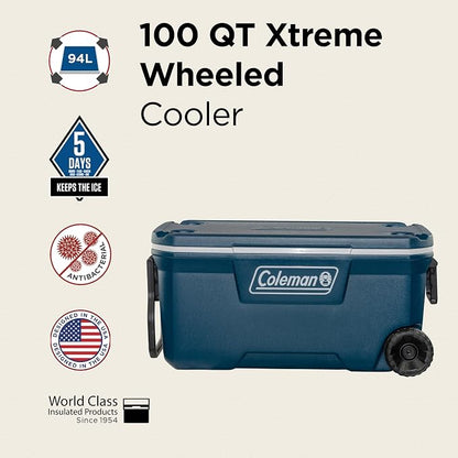 Coleman 100 QT Xtreme Cooler Box | 94.6L Large Capacity Ice Chest for Camping, BBQ, Outdoor Parties, Road Trips & Travel