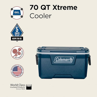 Coleman 70QT Xtreme Hard Cooler – 66L Ice Box, 100 Cans, Up to 5 Days Ice