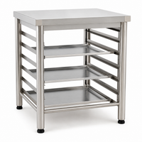 UNOX Stainless Steel Oven Stand with Work Table & Tray Storage Shelf