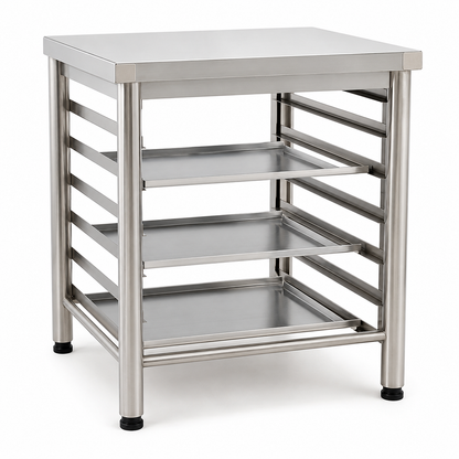 UNOX Stainless Steel Oven Stand with Work Table & Tray Storage Shelf