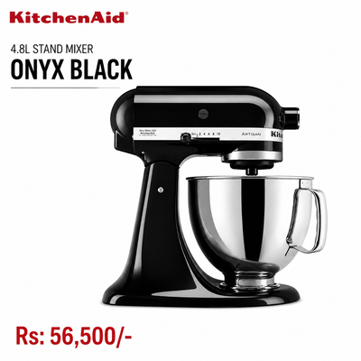 KitchenAid Artisan Tilt-Head Stand Mixer 4.8L 10-Speed Home Baking Machine with Flat Beater, Dough Hook & Wire Whisk - Onyx Black