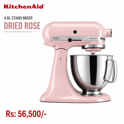 KitchenAid Artisan Tilt-Head Stand Mixer 4.8L 10-Speed Home Baking Machine with Flat Beater, Dough Hook & Wire Whisk - Dried Rose