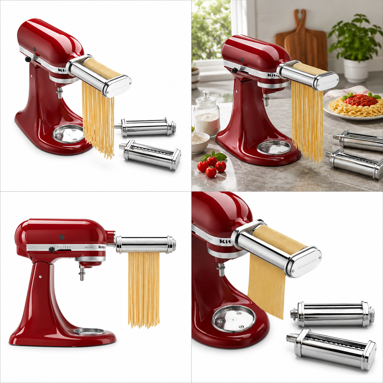 KitchenAid KSMPRA 3-Piece Pasta Roller & Cutter Set | 8 Thickness Settings | Spaghetti & Fettuccine Cutters | Stand Mixer Attachment | Made in Italy