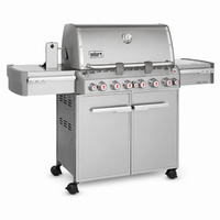 Weber Summit S-670 Gas Grill | 6 Burners | Sear Station | Rotisserie | Smoker Box | Side Burner | Stainless Steel | iGrill Compatible | LPG