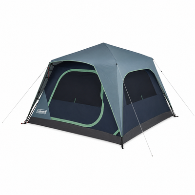 Coleman Skylodge 4 Person Instant Tent | Pre-Attached Steel Poles | WeatherTec Protection | Cabin Design | Water-Repellant | For Family Camping