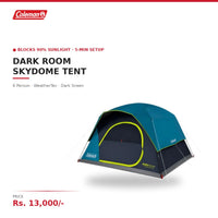 Coleman Dark Room SkyDome Tent | 6 Person | Blocks 90% Sunlight | Pre-Attached Poles | 5-Min Setup | WeatherTec | Near-Vertical Walls | Dark Green