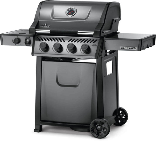 Napoleon Freestyle 425 - F425DSBPGT-ECP - Graphite, Porcelain Enamel & Stainless, 4 Burner, Range Side Burner, Cast Iron Cooking Grids