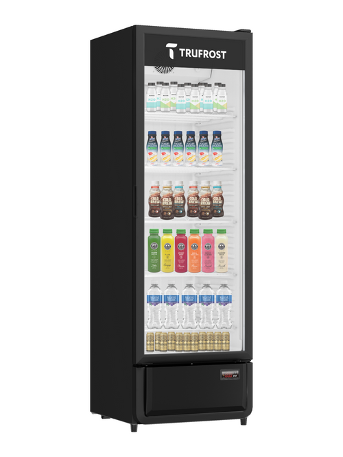Trufrost VC 450 Black Head Single Door Premium Visi Cooler with black body and black top head