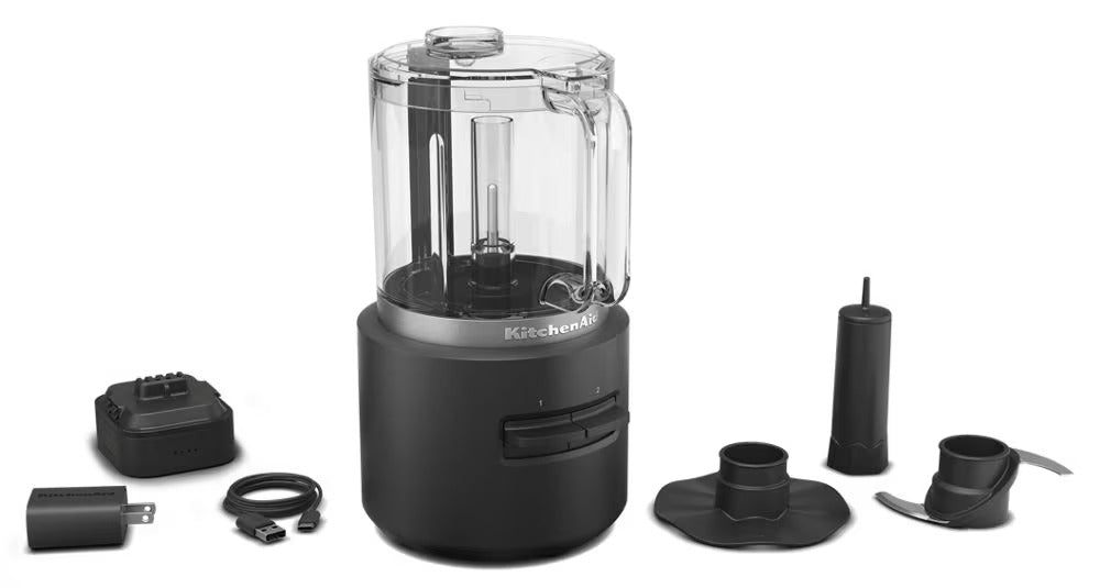 KitchenAid Go® Cordless 5-Cup Food Chopper | Rechargeable Mini Food Processor with Battery | Two-Speed | Chopping, Puréeing, Whisking