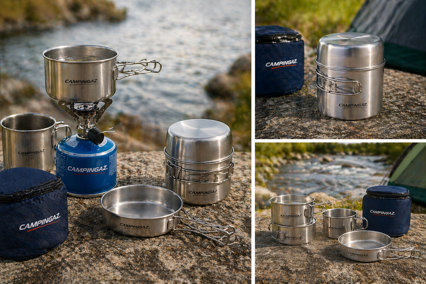 Campingaz Stainless Steel Trekking Kit | Compact Lightweight Cook Set | Multi-Piece Camping Cookware | Trekking & Outdoor Cooking Use | Stainless Steel Finish