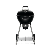 Napoleon NK18K Charcoal Kettle Grill | 18-Inch | Compact | Vortex Heat System | Stainless Steel Hinged Grids | ACCUPROBE Gauge | For 2-4 People | Black