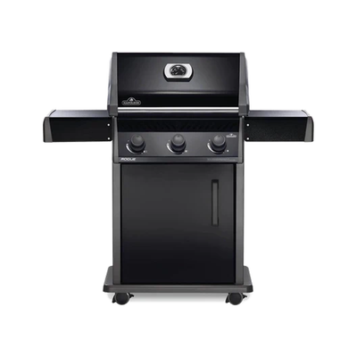 Napoleon Rogue 425 Gas Grill | R425PK | 3 Burners | 42,000 BTU | 570 sq in | JETFIRE Ignition | Cast Iron WAVE Grids | Locking Casters | LPG | Black