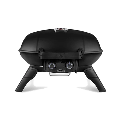 Napoleon Travel Q 285 Portable Gas Grill | 2 Burners | 285 sq in Cast Iron Grids | JETFIRE Ignition | Folding Legs | Locking Lid | LPG | Black