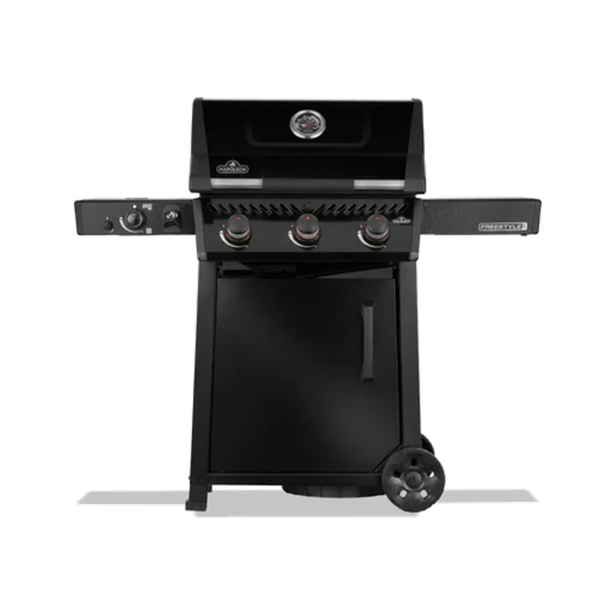 Napoleon Freestyle 365DSBPK Gas Grill | 3 Burners + Flame Side Burner | 33,000 BTU | 495 sq in | JETFIRE Ignition | Cast Iron WAVE Grids | LPG | Black
