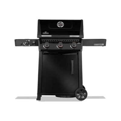 Napoleon Freestyle 365DSBPK Gas Grill | 3 Burners + Flame Side Burner | 33,000 BTU | 495 sq in | JETFIRE Ignition | Cast Iron WAVE Grids | LPG | Black